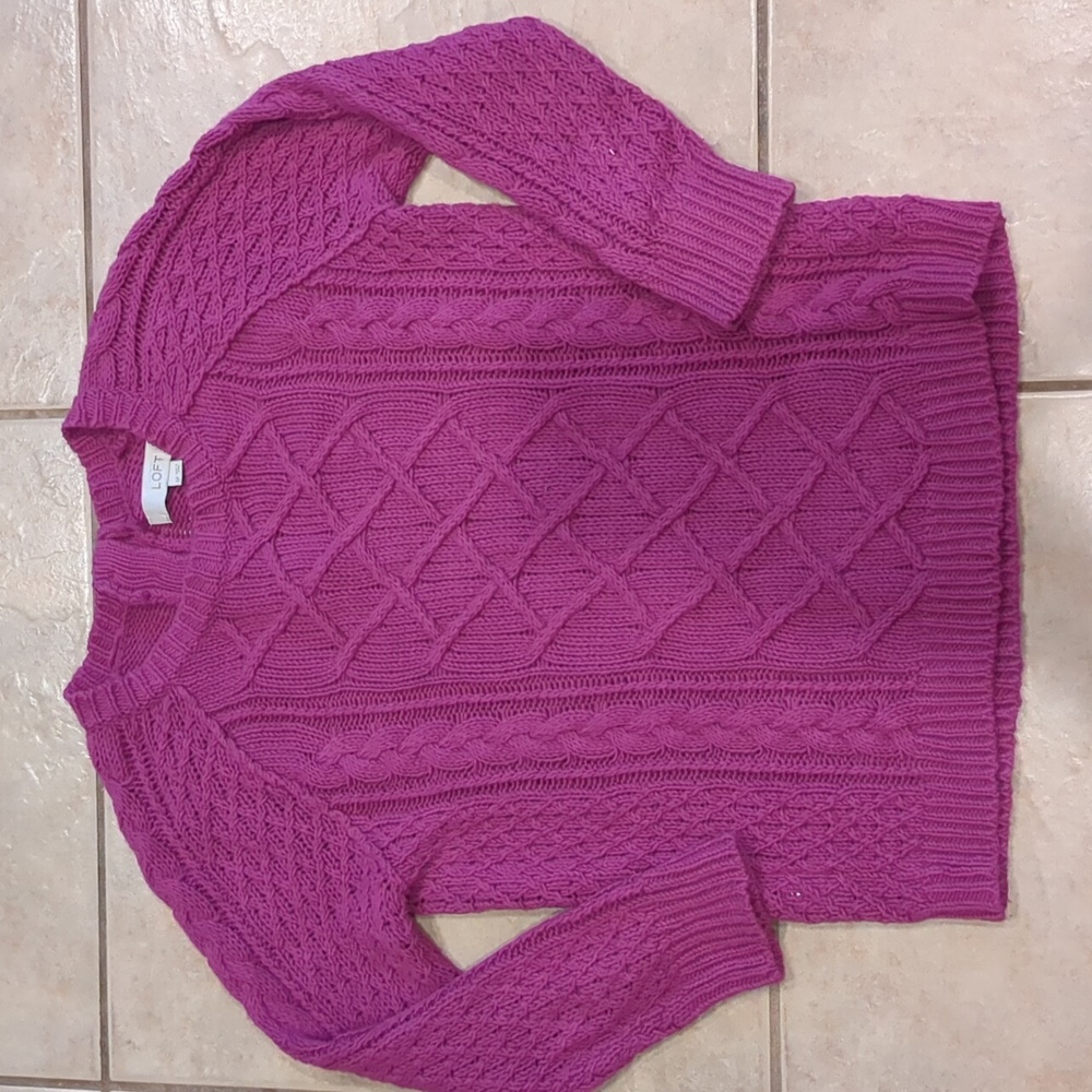 Loft Purple Cable Knit Sweater Size PS